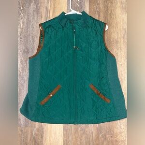 Croft & Barrow Teal Quilted Vest with Brown Accents